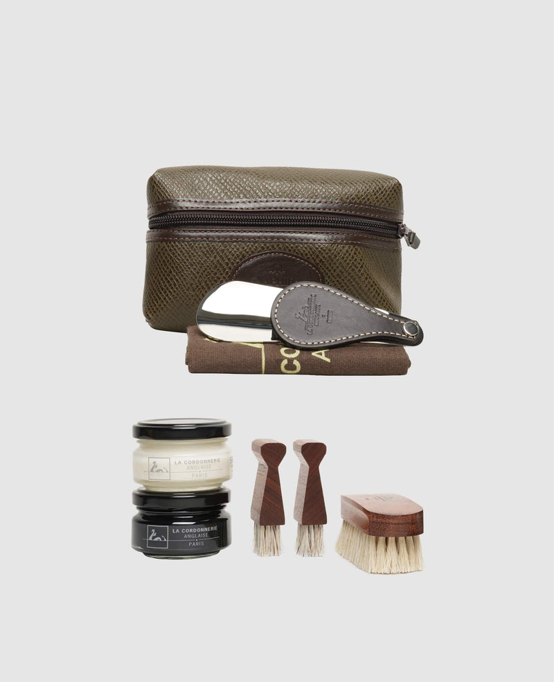 Premium shoe care set for on the go - Khaki